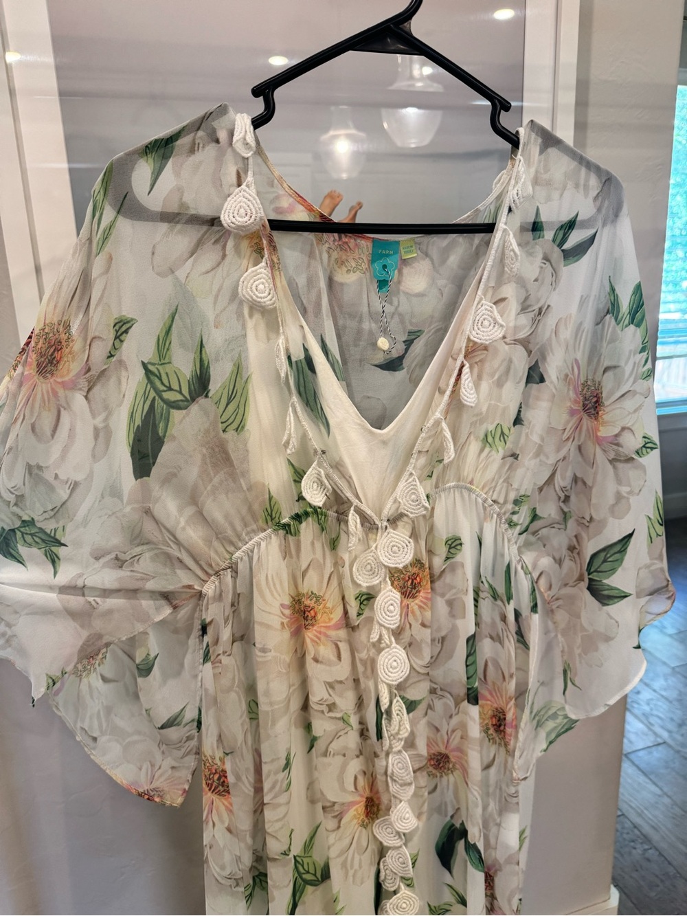 FARM Rio White Floral Maxi Dress with Green Leaves - Picture 4 of 6